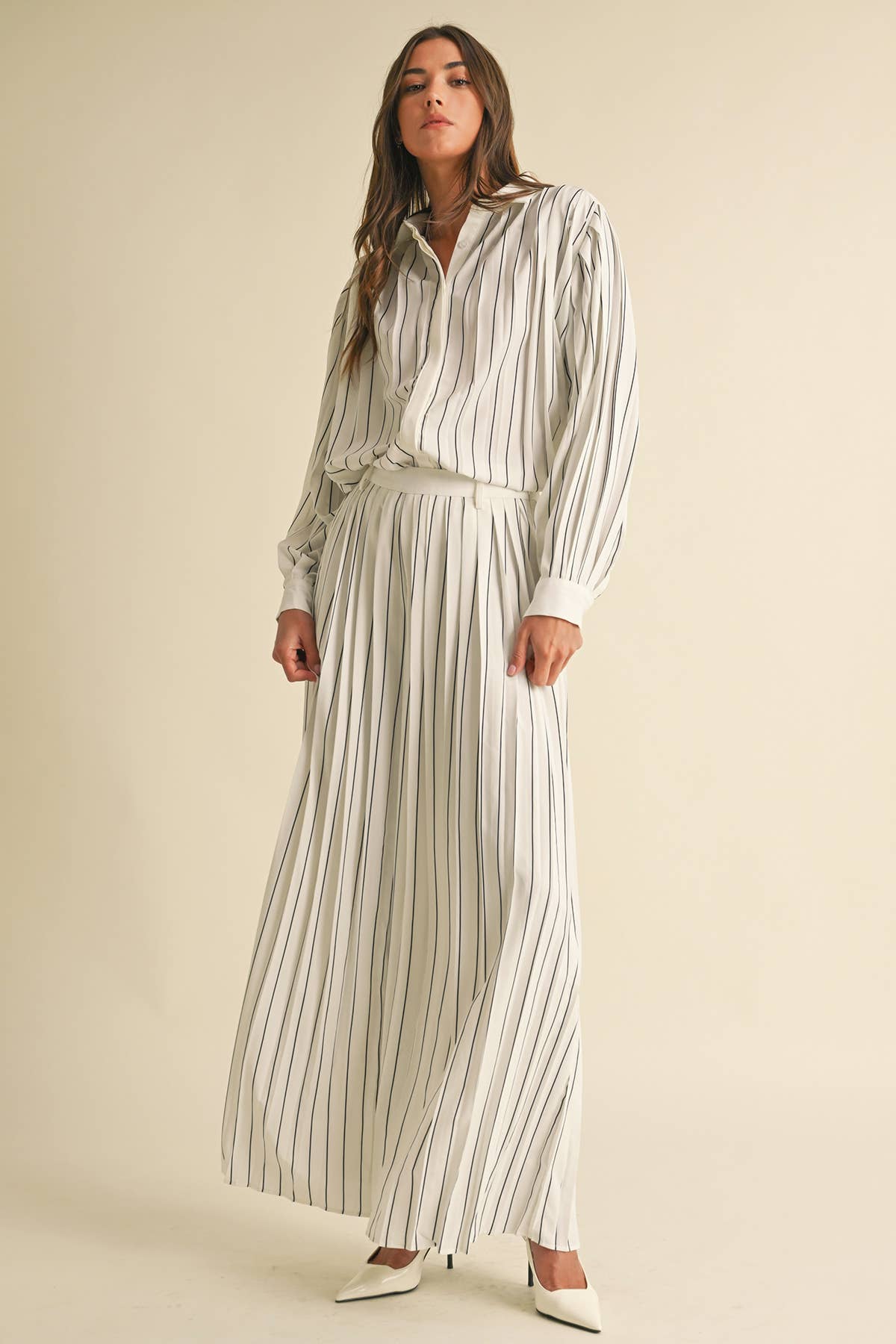Pleated Stripe Pants