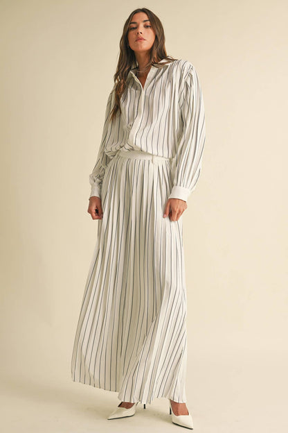 Pleated Stripe Pants