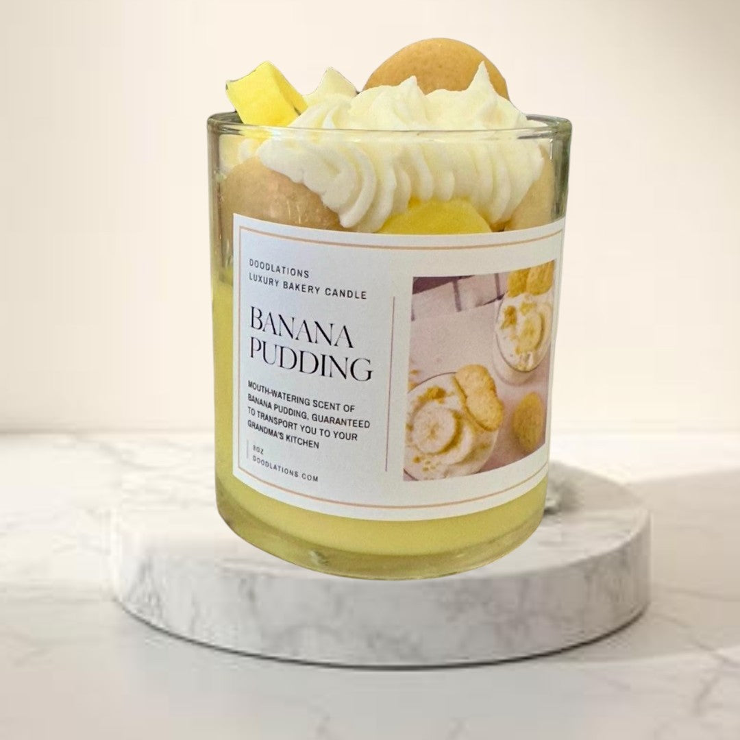 Doodlations Boutique Candle | Banana Pudding