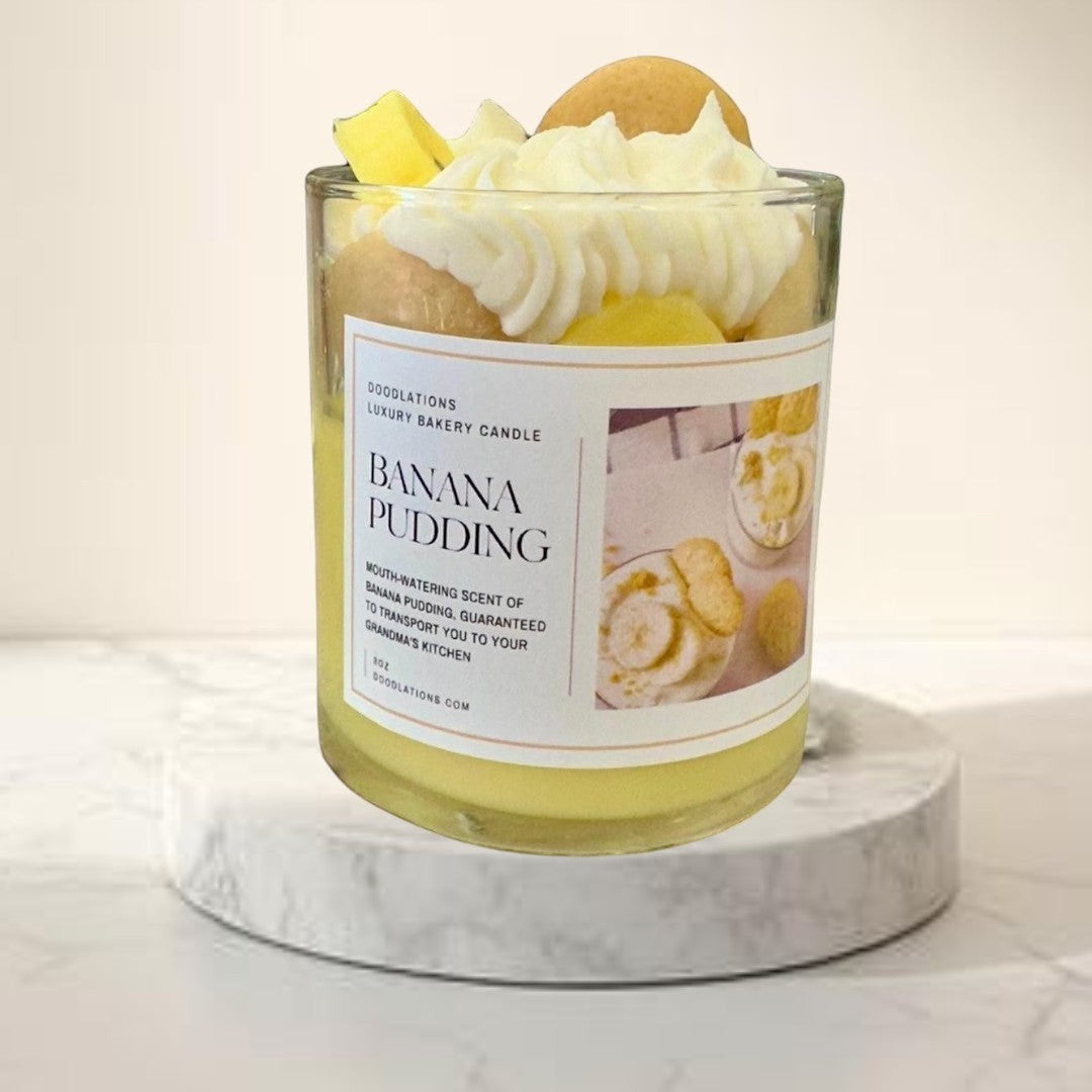 Doodlations Boutique Candle | Banana Pudding