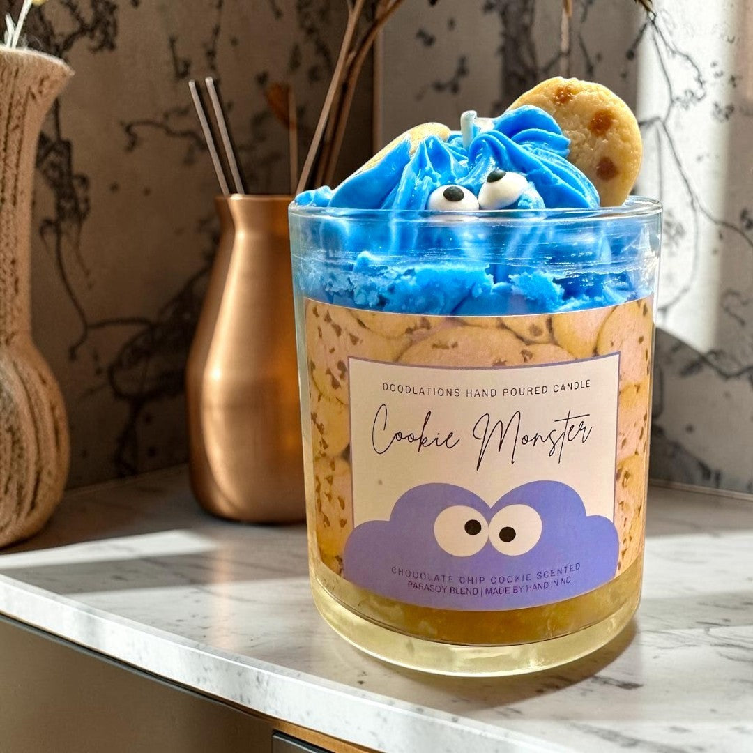 Vela de galleta con chispas de chocolate del Monstruo de las Galletas
