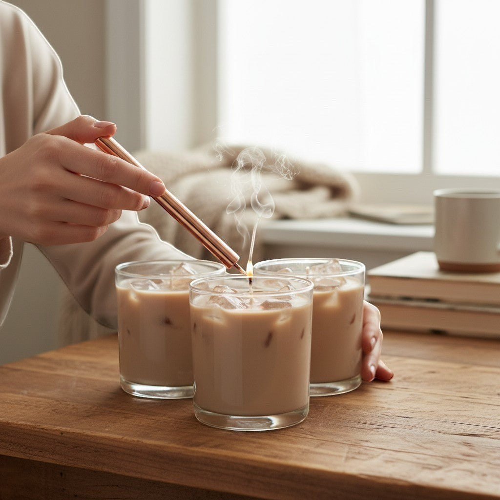 Vela de café helado con avellanas y crema