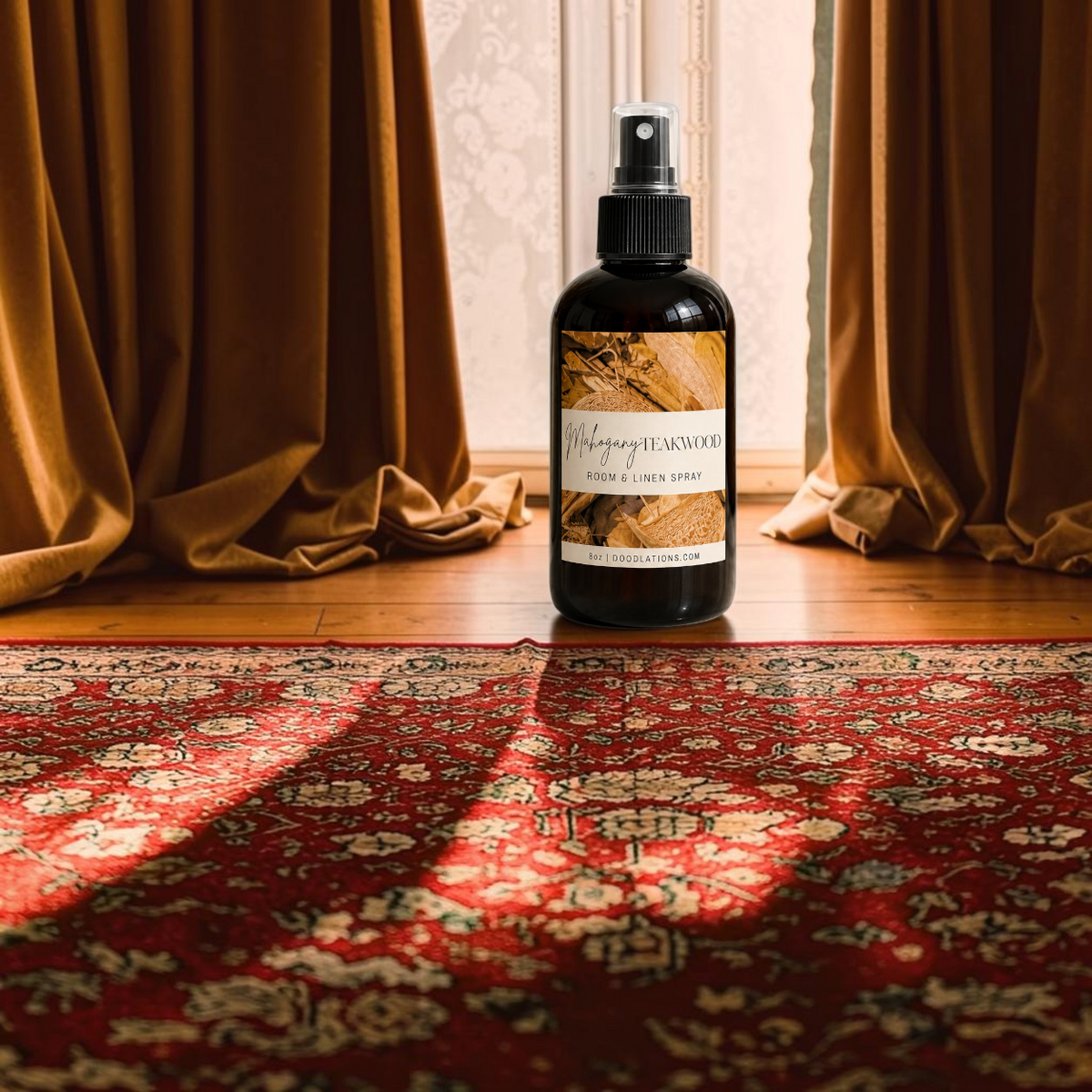 Spray para habitación y ropa de cama de madera de teca y caoba
