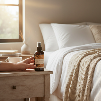 Spray para habitación y ropa de cama de madera de teca y caoba