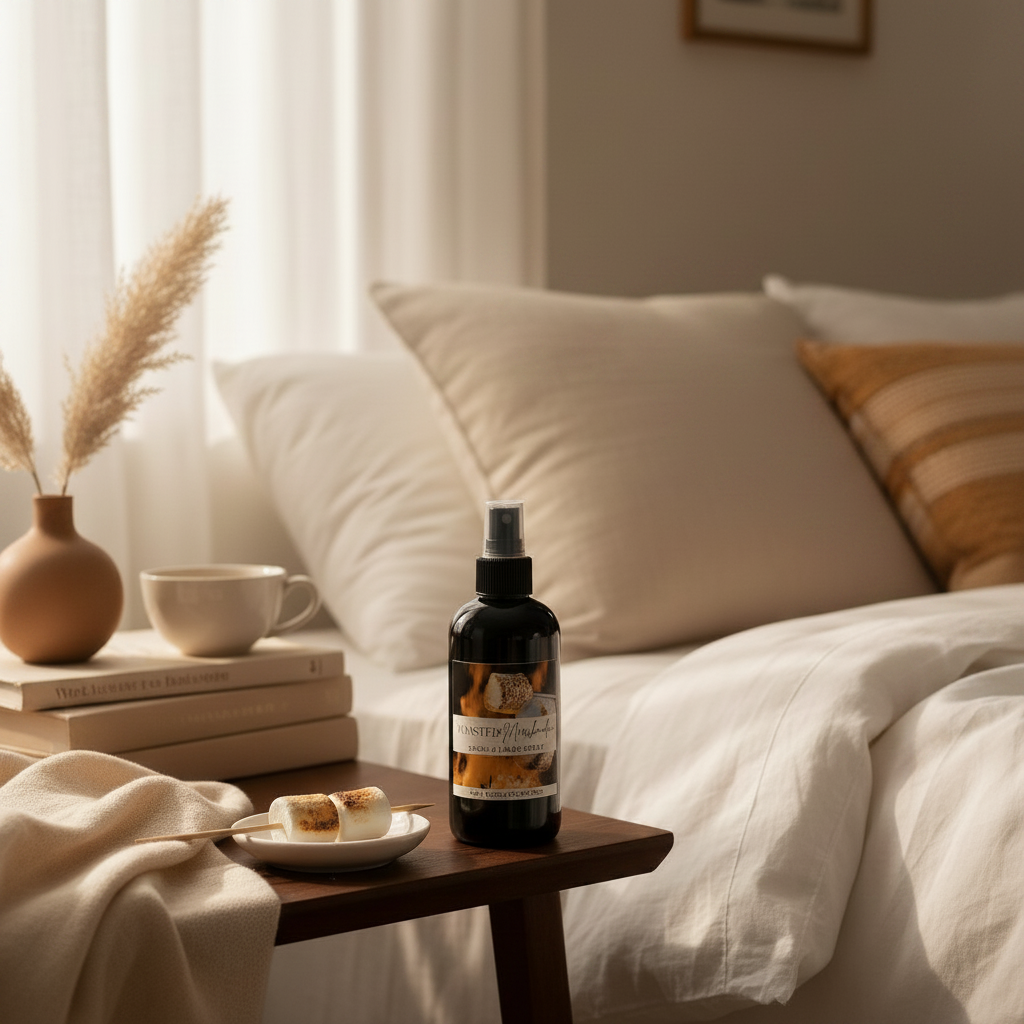 Aerosol para habitación y ropa de cama con malvavisco tostado