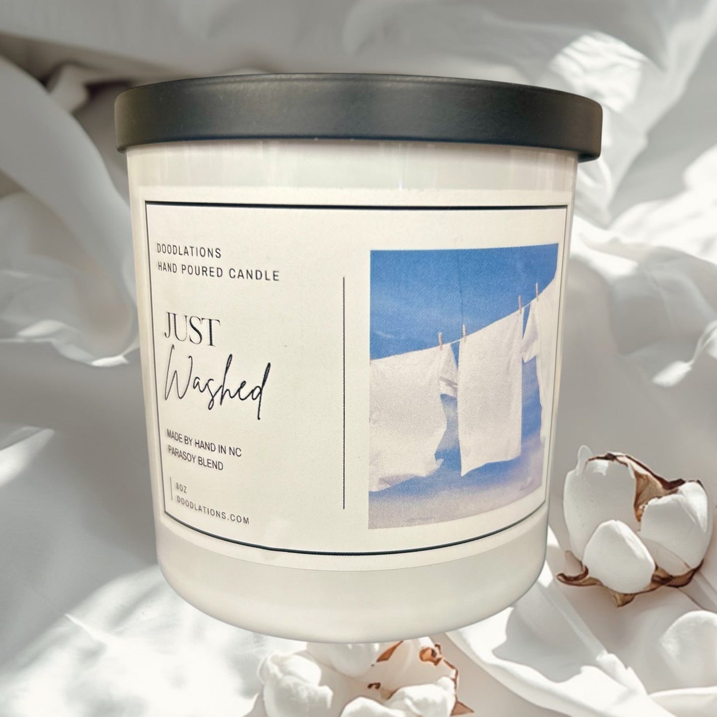 Doodlations Boutique Candle | Just Washed