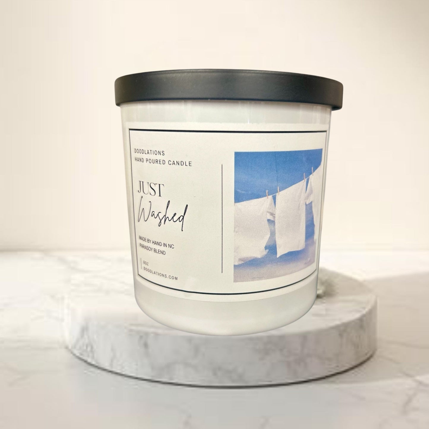 Doodlations Boutique Candle | Just Washed
