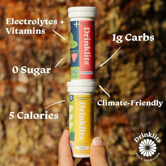 Strawberry & Lemon Flavored Hydration Immunity Tablets - 4 Tubes | 40 Servings