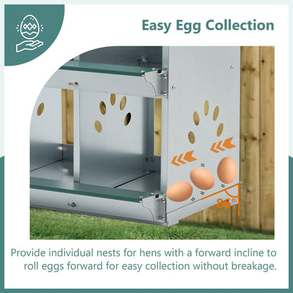 6-Room Metal Chicken Nesting Box – Galvanized Steel Hen Coop