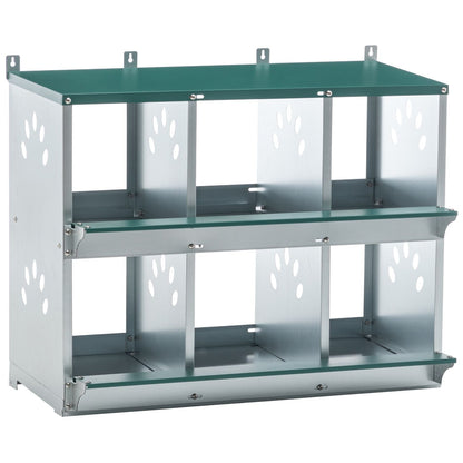 6-Room Metal Chicken Nesting Box – Galvanized Steel Hen Coop