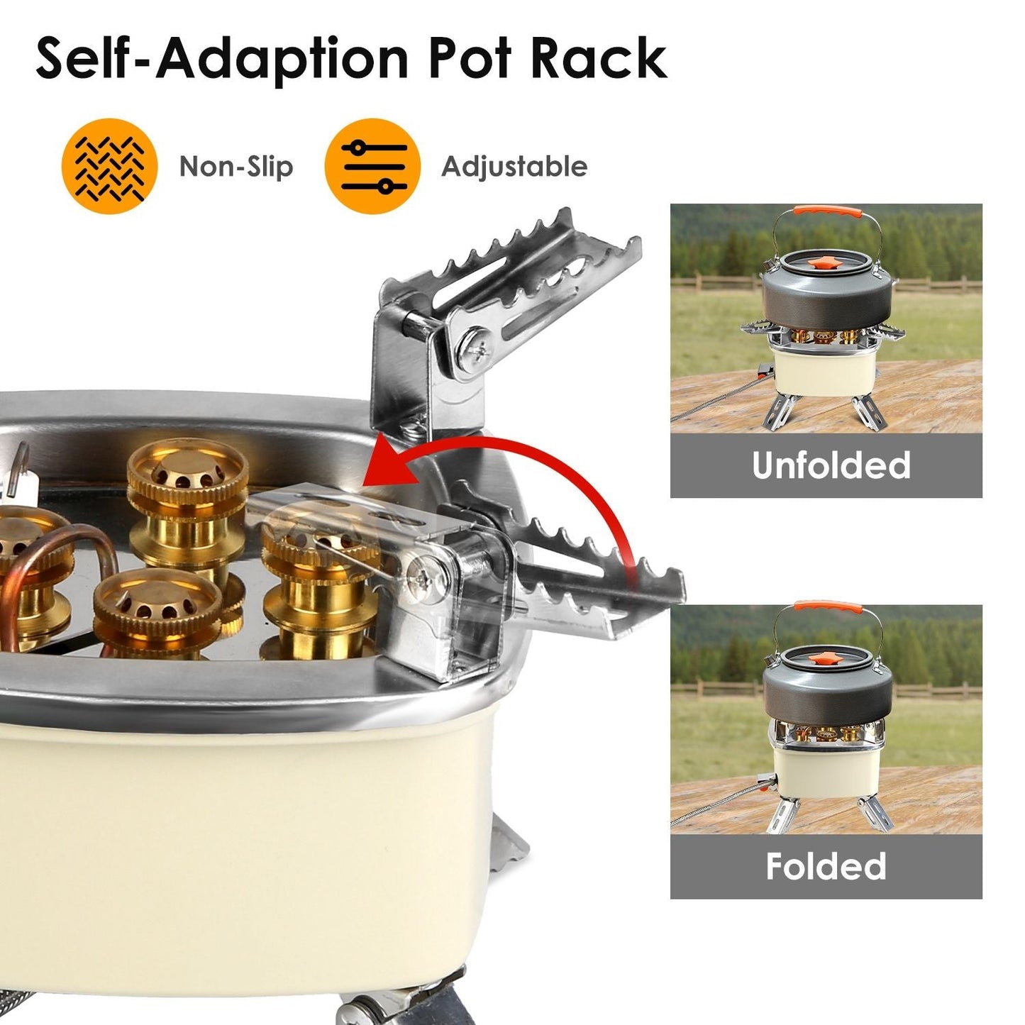 13000W Portable Windproof Camping Stove Five-head Gas Cooking Burner
