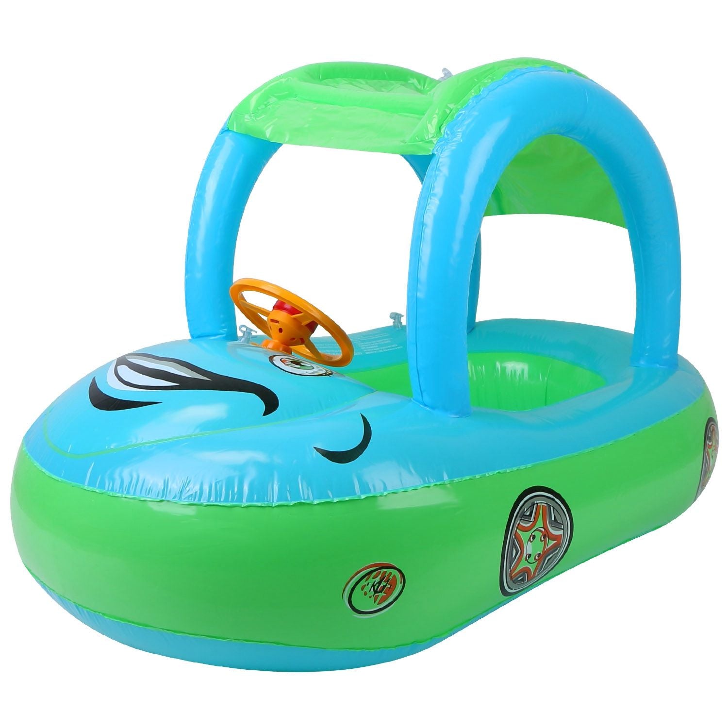Car-Shaped Baby Float with Canopy – Toddler Swim Ring Toy