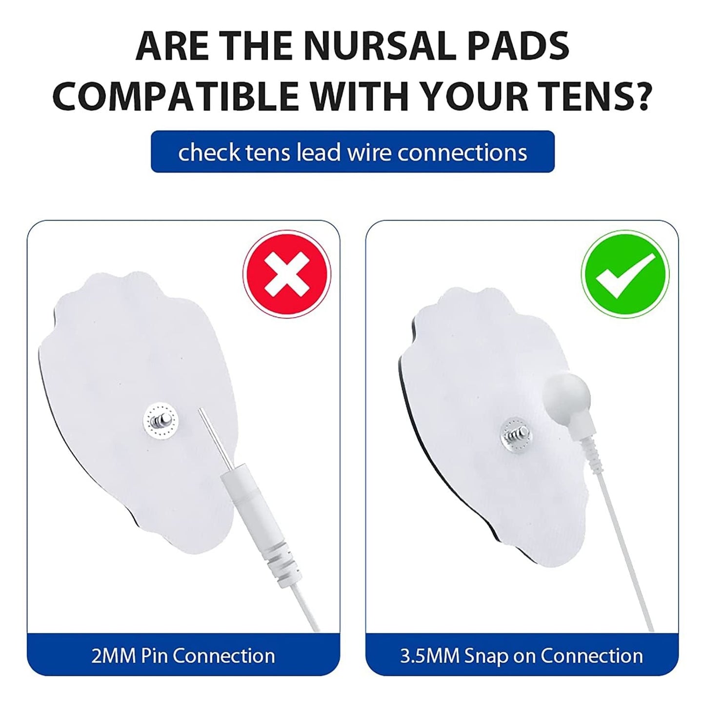 TENS/EMS Unit Replacement Pads NURSAL 20 Pack 3.5mm Snap Electrode Pads 30+ Reuse