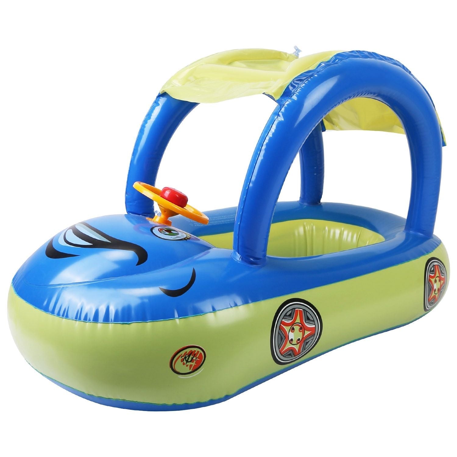 Car-Shaped Baby Float with Canopy – Toddler Swim Ring Toy