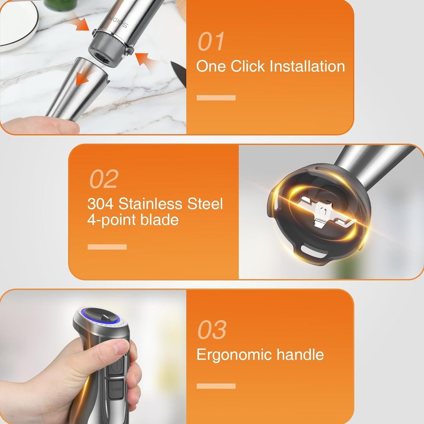 KOIOS 1100W Hand Blender Set – 5-in-1 Immersion Mixer