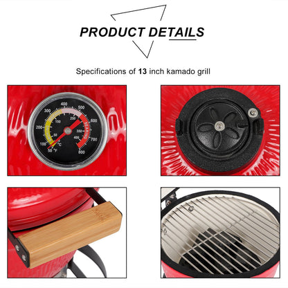 13" Ceramic Charcoal Grill XH – Compact Kamado-Style Outdoor Cooker