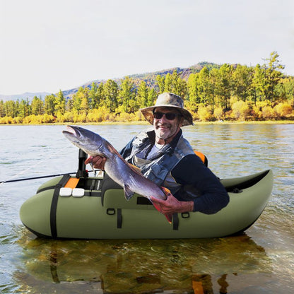 Inflatable Fishing Float Tube with Pump Storage Pockets and Fish Ruler