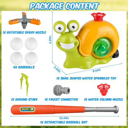 2-in-1 Snail Baseball Sprinkler – Rotating Summer Water Toy