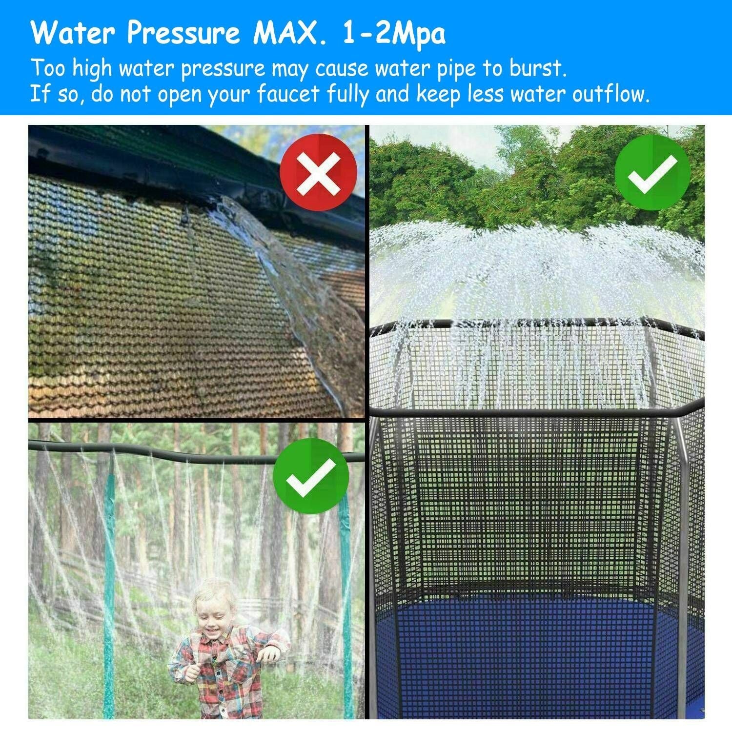 Kids Trampoline Sprinkler Outdoor Water Park Fun Splash Toy