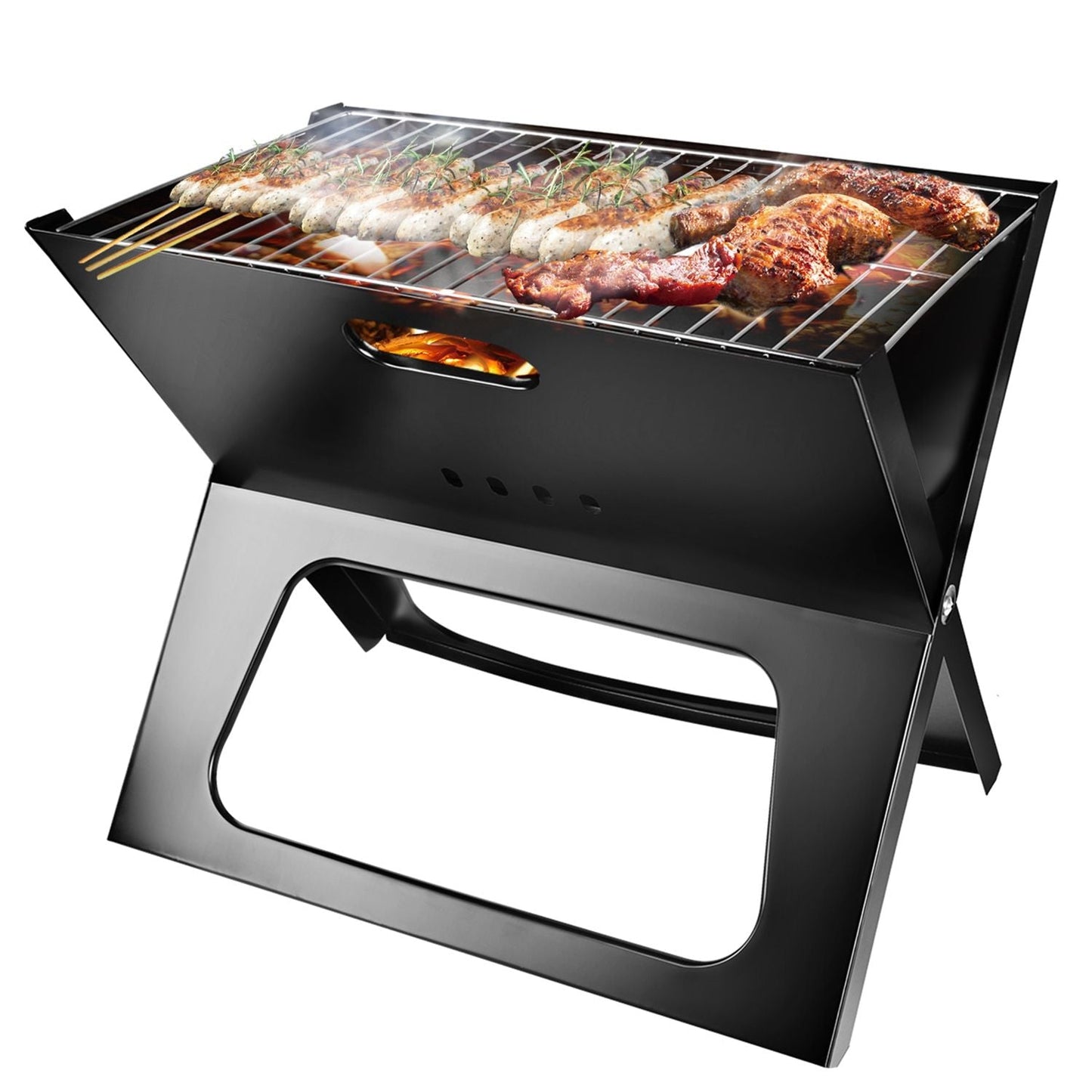 Foldable Charcoal BBQ Grill – Portable Triangle Design for Camping