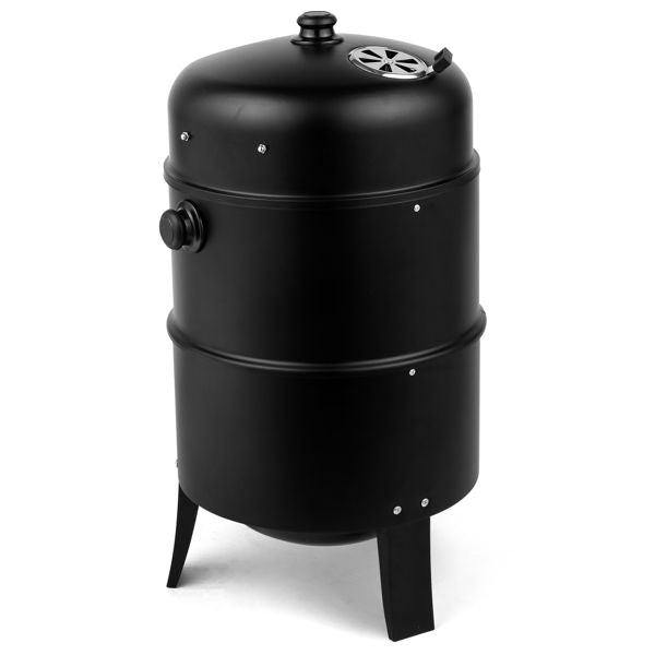 Outdoor Charcoal Smoker Grill – Portable Barrel BBQ Cooker Black