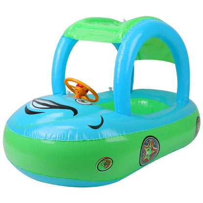 Car-Shaped Baby Float with Canopy – Toddler Swim Ring Toy