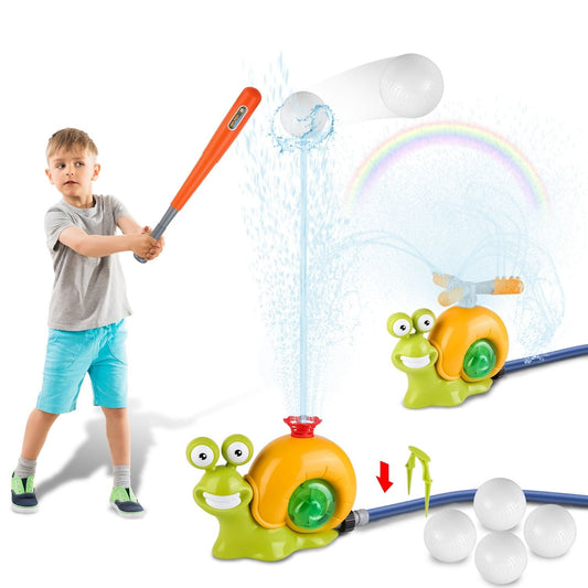 2-in-1 Snail Baseball Sprinkler – Rotating Summer Water Toy