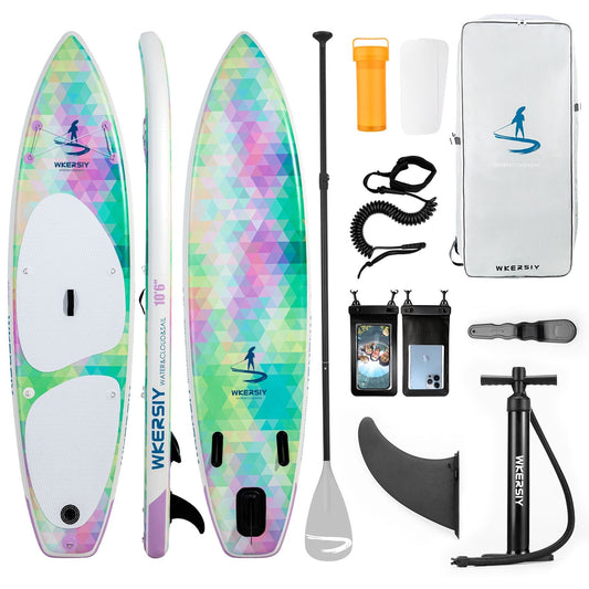 inflatable paddle board 10'6 including sup paddle, paddleboard backpack, pump, leash