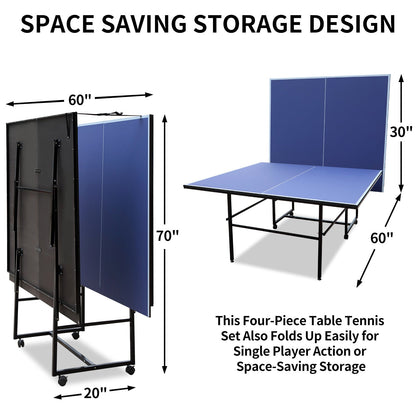 9-Foot Foldable Indoor Ping Pong Table Set with Accessories