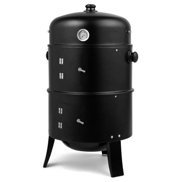 Outdoor Charcoal Smoker Grill – Portable Barrel BBQ Cooker Black
