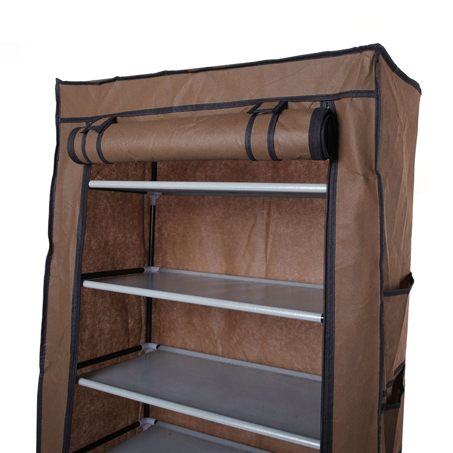 Room-saving 10-Layers 9 Lattices Non-woven Fabric Shoe Rack Black
