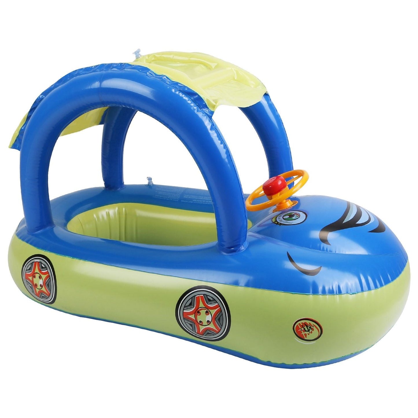 Car-Shaped Baby Float with Canopy – Toddler Swim Ring Toy