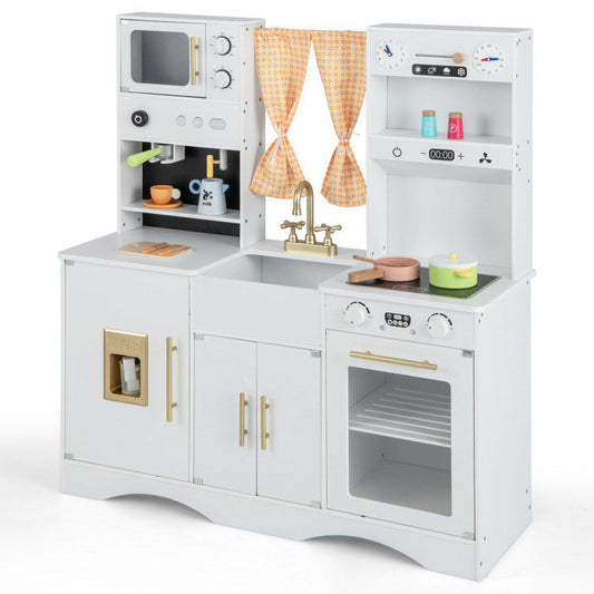 Kids Kitchen Playset with Microwave and Coffee Maker for Ages 3+