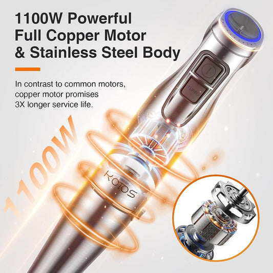 KOIOS 1100W Hand Blender Set – 5-in-1 Immersion Mixer