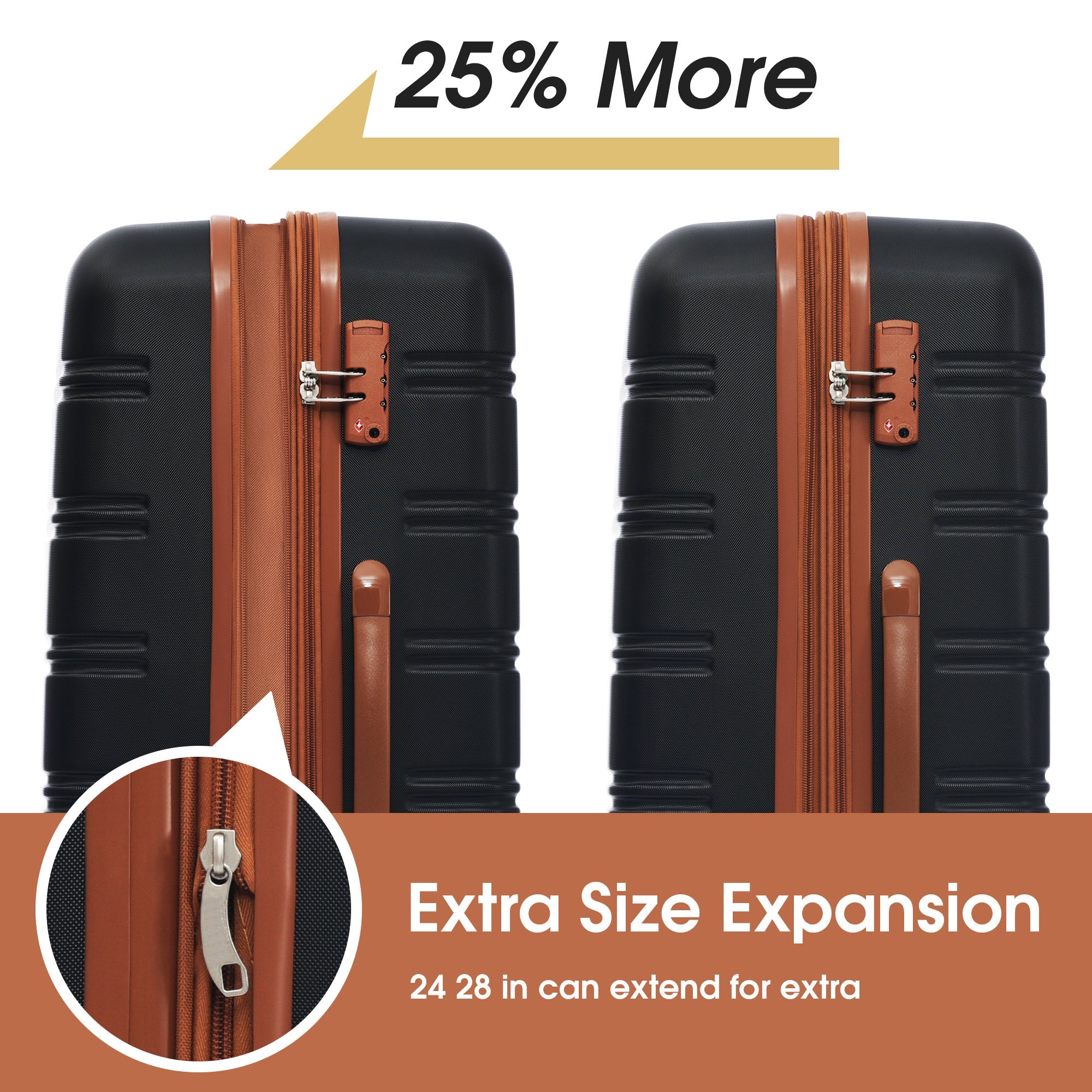 Hardshell Luggage Sets 2Pcs + bag Spinner Suitcase with TSA Lock Lightweight 20