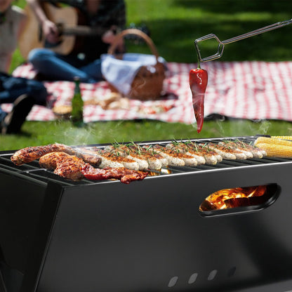 Foldable Charcoal BBQ Grill – Portable Triangle Design for Camping
