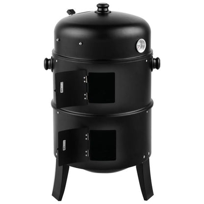 Outdoor Charcoal Smoker Grill – Portable Barrel BBQ Cooker Black
