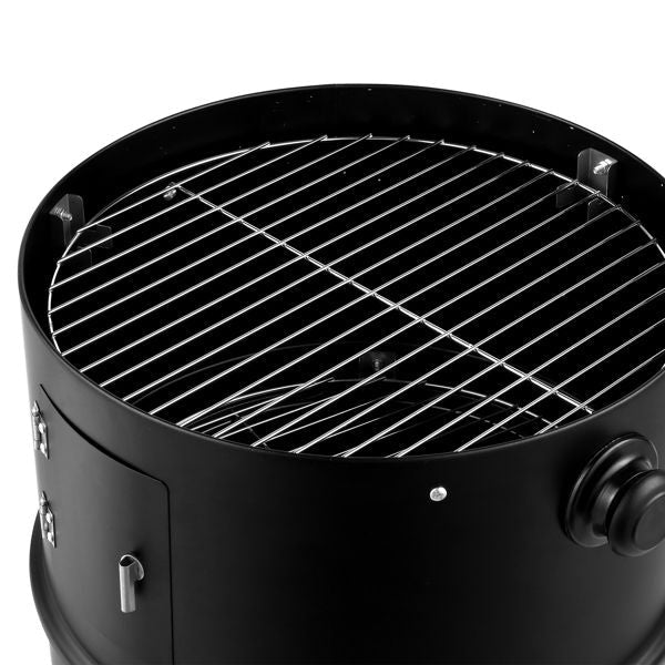 Outdoor Charcoal Smoker Grill – Portable Barrel BBQ Cooker Black