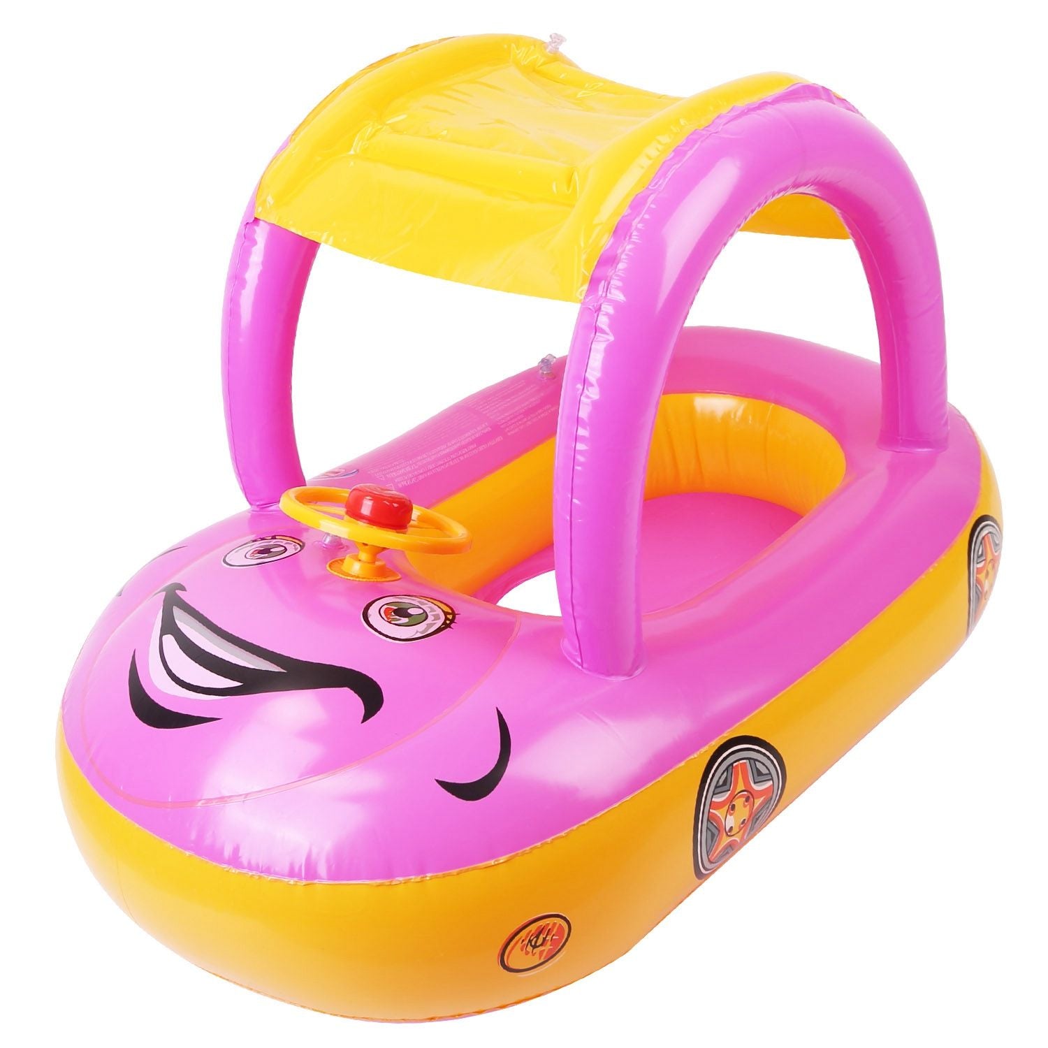 Car-Shaped Baby Float with Canopy – Toddler Swim Ring Toy