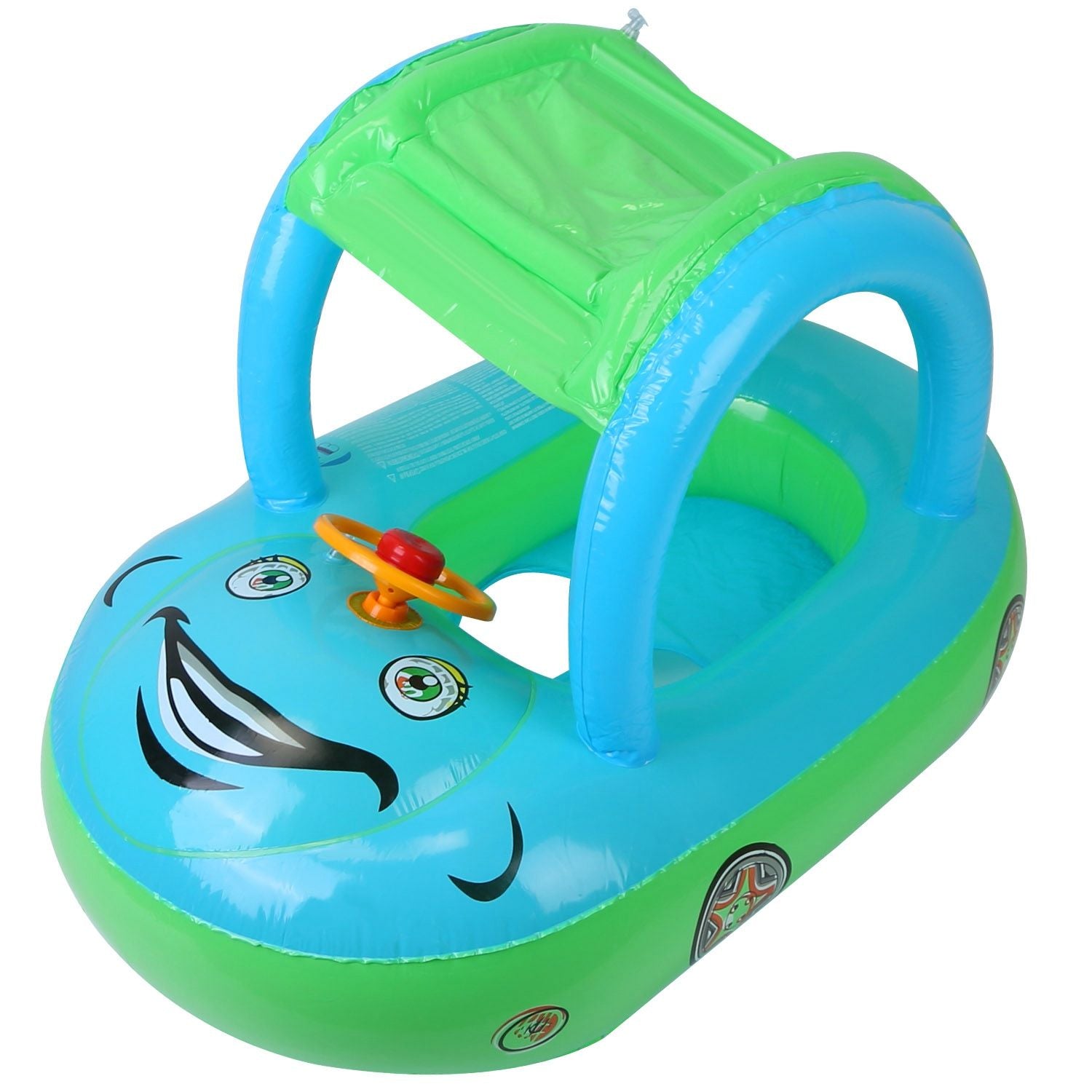 Car-Shaped Baby Float with Canopy – Toddler Swim Ring Toy