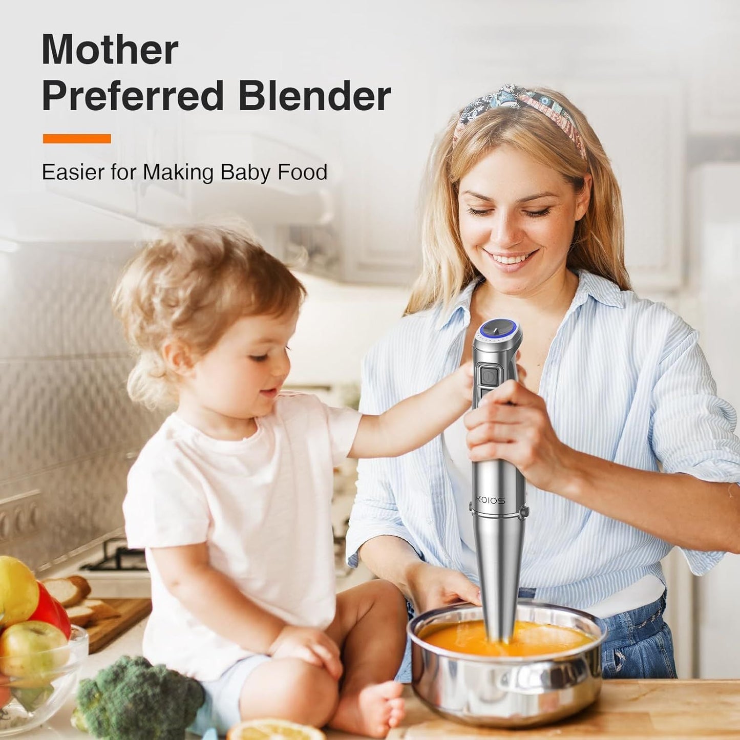 KOIOS 1100W Hand Blender Set – 5-in-1 Immersion Mixer