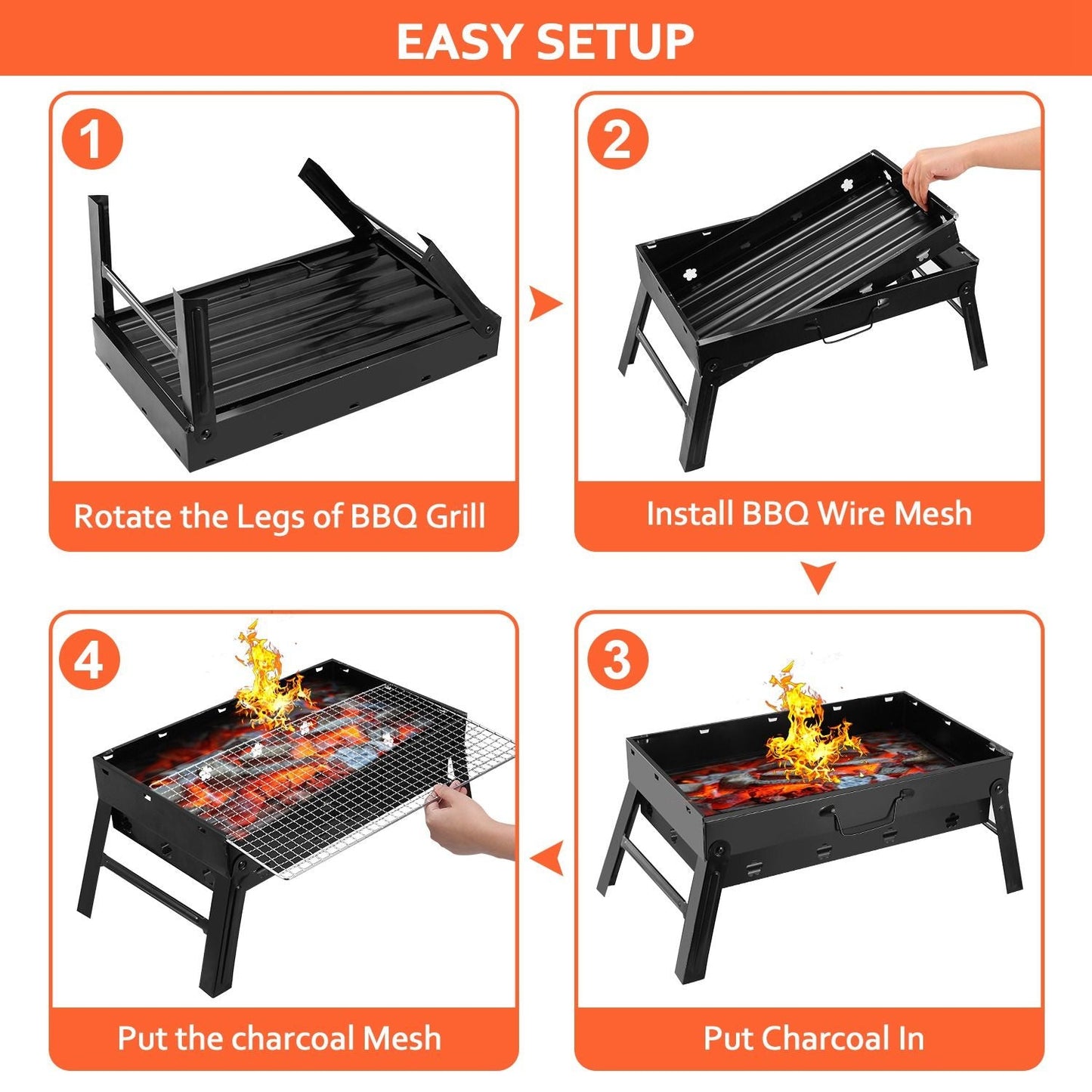 Portable Charcoal BBQ Grill – Lightweight Folding Smoker for Outdoors
