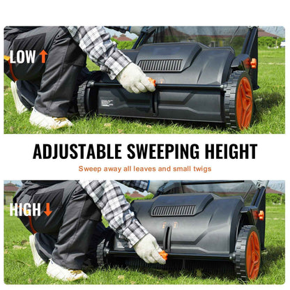 Heavy Duty 21" Push Lawn Sweeper for Leaves & Grass