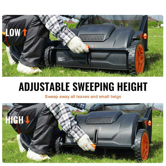 Heavy Duty 21" Push Lawn Sweeper for Leaves & Grass