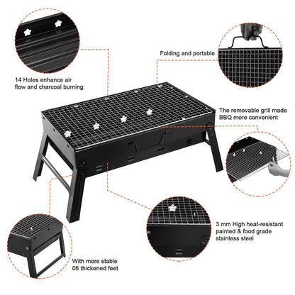 Portable Charcoal BBQ Grill – Lightweight Folding Smoker for Outdoors