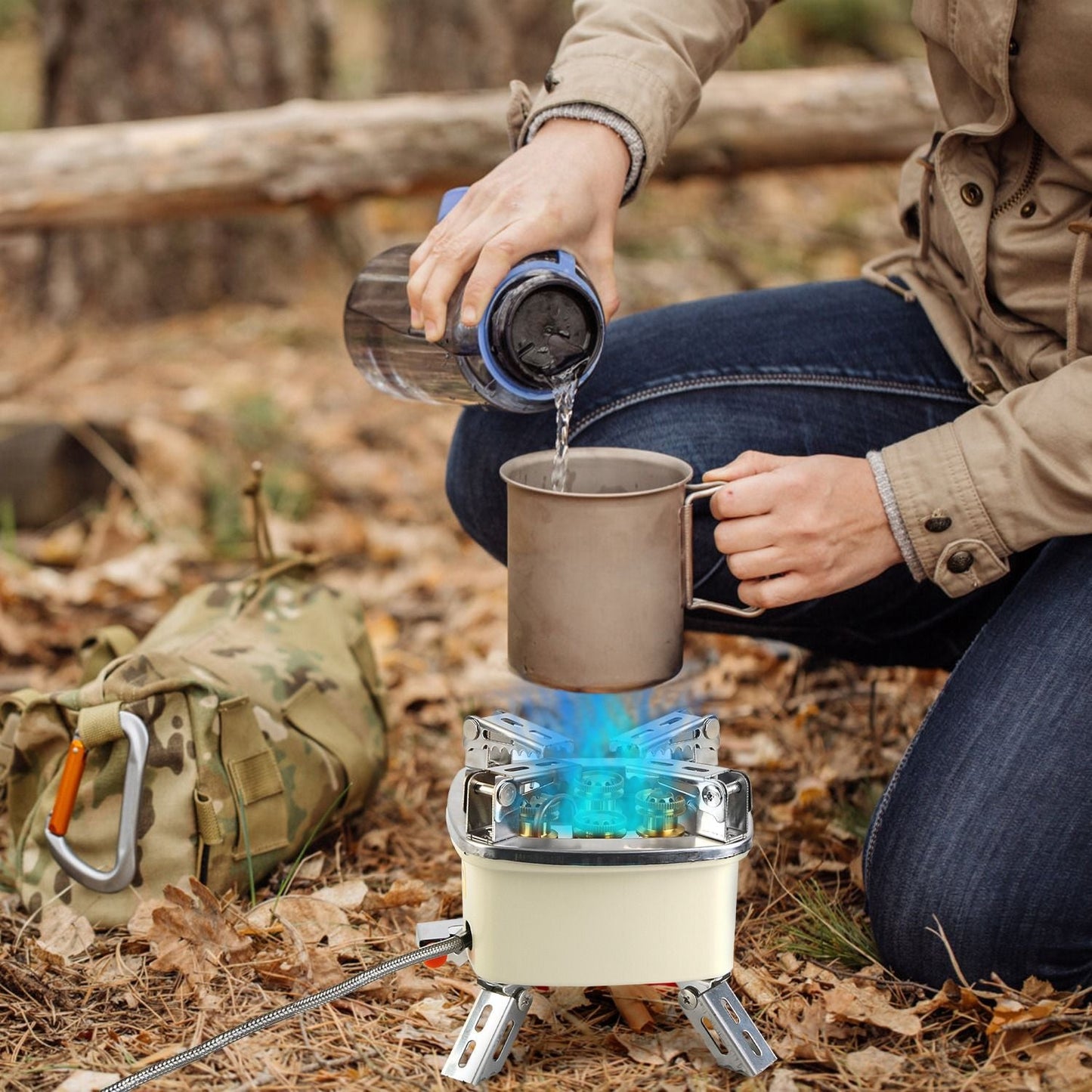 13000W Portable Windproof Camping Stove Five-head Gas Cooking Burner