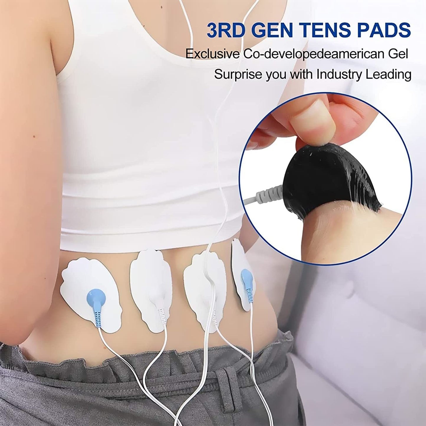 TENS/EMS Unit Replacement Pads NURSAL 20 Pack 3.5mm Snap Electrode Pads 30+ Reuse