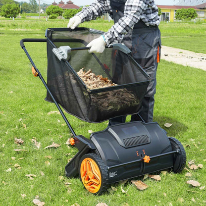 Heavy Duty 21" Push Lawn Sweeper for Leaves & Grass
