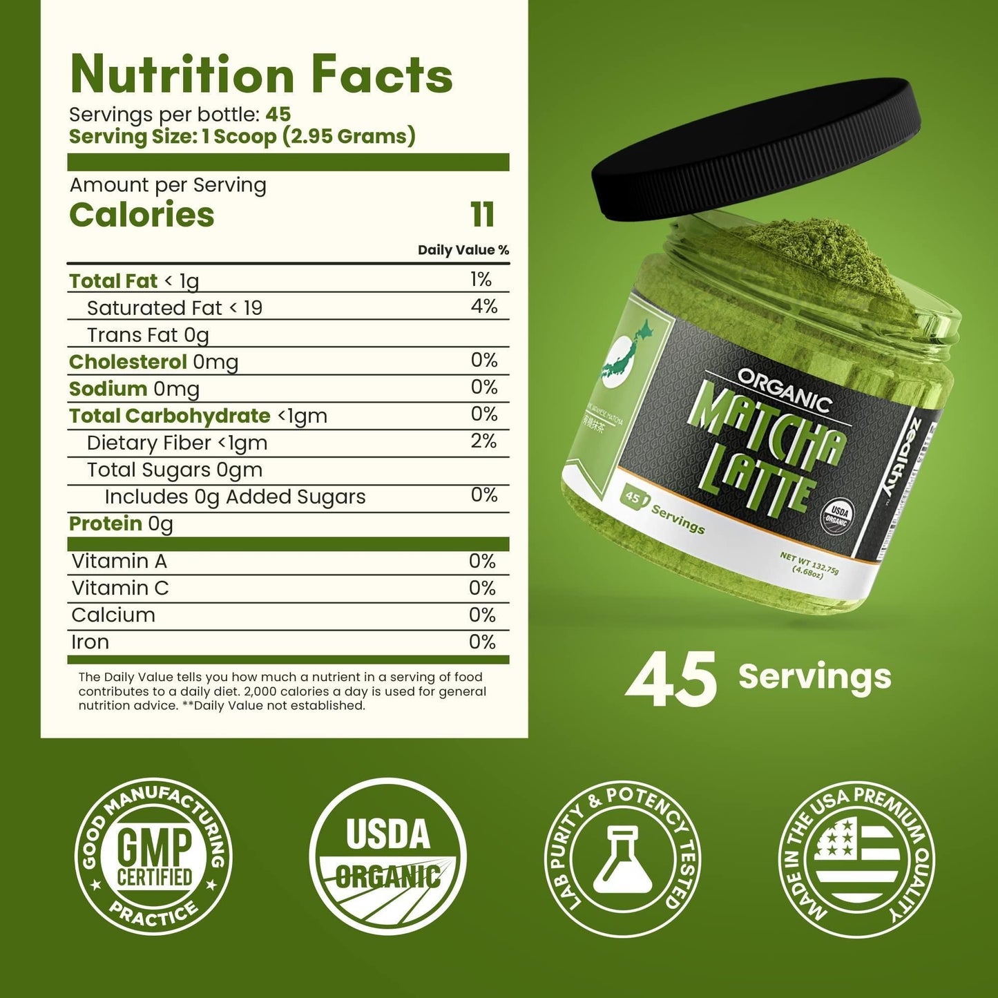 Organic Matcha Latte Pure Japanese Tea Blend