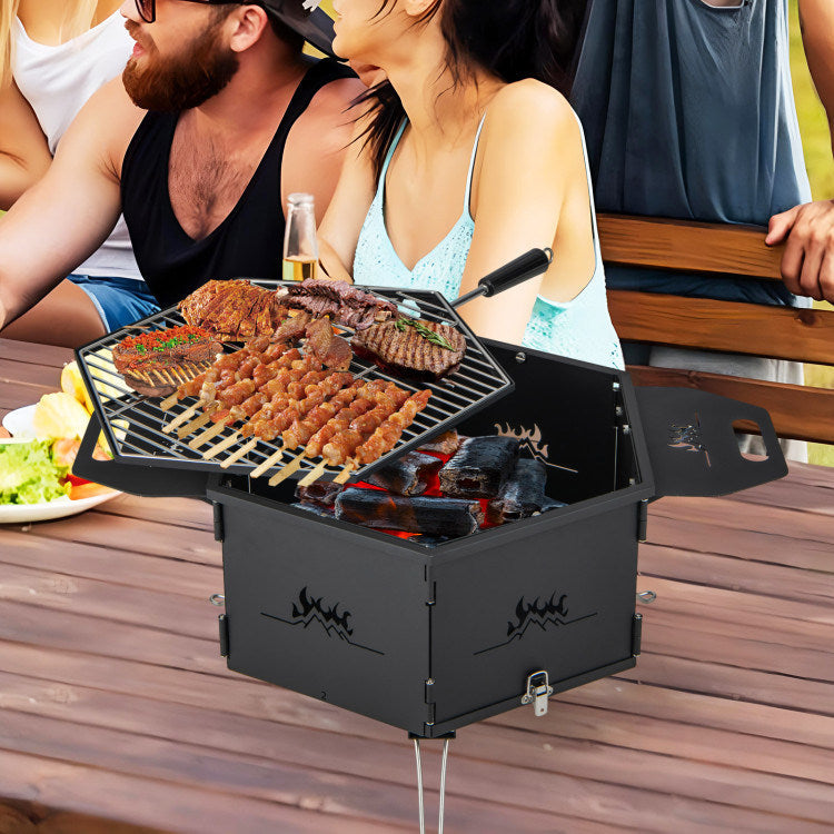 Portable Charcoal Grill Stove – Foldable Hibachi Cooker with Handle